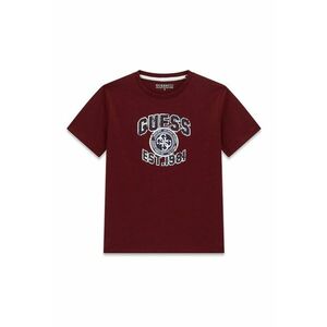 Tricou cu decolteu rotund si logo - Visiniu imagine