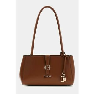 Geanta de piele ecologica cu bareta de umar si logo Carrie - Maro cognac imagine