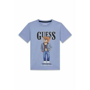 Tricou de bumbac cu model grafic - Albastru prafuit imagine