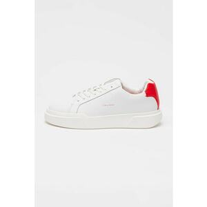 Pantofi sport low-cut de piele cu logo - Alb optic/Rosu vermillion imagine