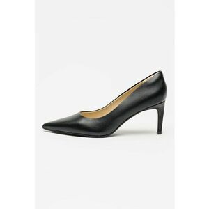 Pantofi stiletto de piele cu varf ascutit - Negru imagine