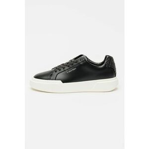 Pantofi sport de piele cu talpa plata - Negru imagine