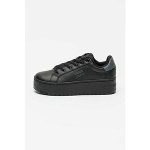 Pantofi sport flatform cu segmente de piele - Negru imagine