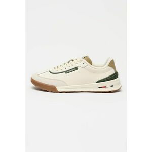 Pantofi sport de piele si piele ecologica Retro Runner - Kaki inchis/Alb murdar imagine