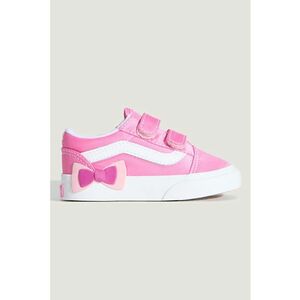 Pantofi sport Old Skool cu banda dubla velcro - Alb/Roz inchis imagine