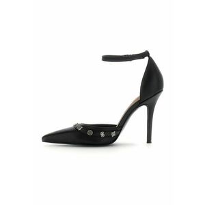 Pantofi din piele si piele ecologica cu varf ascutit - Negru imagine