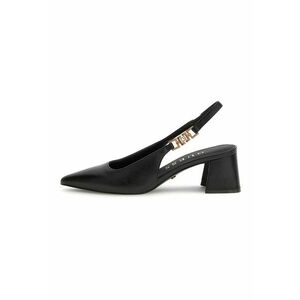 Pamtofi slingback din piele cu toc masiv - Negru imagine