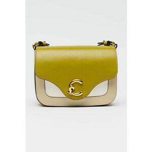 Geanta crossbody de piele cu model colorblock - Bej/Verde masliniu imagine