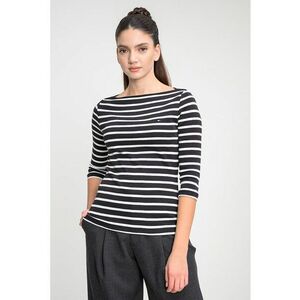 Bluza slim-fit de bumbac cu maneci trei sferturi - Alb/Negru imagine