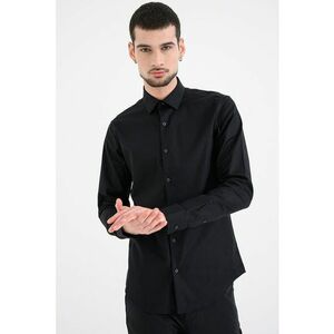 Camasa slim-fit cu model uni - Negru imagine