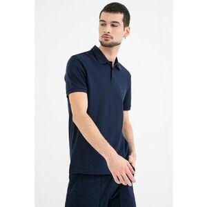 Tricou polo din bumbac pique - Bleumarin imagine