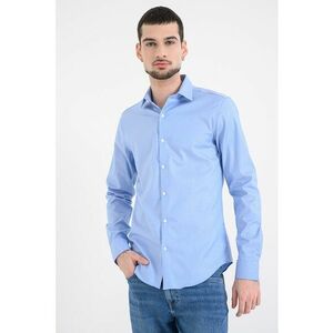 Camasa slim-fit din amestec de bumbac - Gri deschis/Albastru deschis imagine