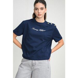 Tricou din bumbac cu logo - Bleumarin imagine