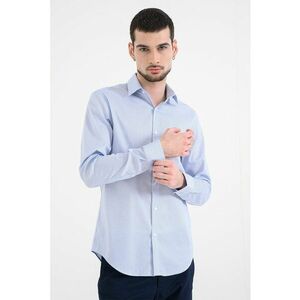 Camasa slim-fit cu maneci lungi si model - Alb/Albastru deschis imagine