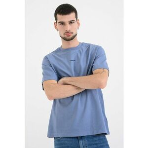 Tricou lejer din bumbac pique - Albastru prafuit imagine