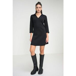 Rochie scurta cu croiala dreapta si maneci 3/4 - Negru imagine