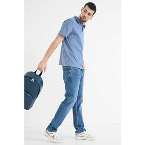 Tricou polo din bumbac - Albastru prafuit imagine