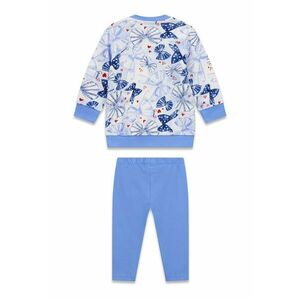 Set de colanti si bluza de trening cu logo cu particule stralucitoare - Alb/Albastru azur imagine