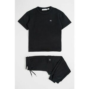 Set de pantaloni de trening si tricou din bumbac - Negru imagine