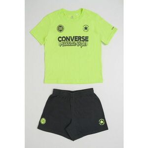 Set de tricou si pantaloni scurti din amestec de bumbac - 2 piese - Negru/Verde lime imagine