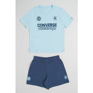 Set de tricou si pantaloni scurti din amestec de bumbac - 2 piese - Albastru deschis/Bleumarin imagine