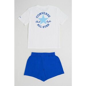 Set de tricou si pantaloni scurti din amestec de bumbac - 2 piese - Alb/Albastru royal imagine