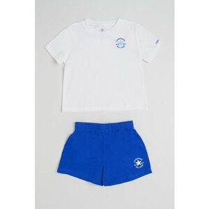 Set de tricou si pantaloni scurti cu imprimeu logo - 2 piese - Alb/Albastru royal imagine
