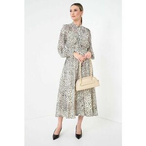 Rochie evazata cu buline - Crem imagine