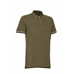 Tricou polo din bumbac cu model uni - Kaki imagine