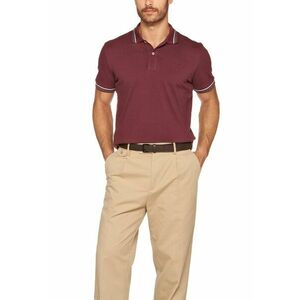 Tricou polo din bumbac cu model uni - Visiniu imagine