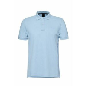 Tricou cu guler polo si broderie logo discreta - Albastru deschis imagine