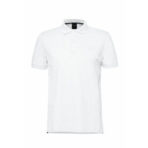 Tricou cu guler polo si broderie logo discreta - Alb optic imagine