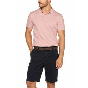 Tricou cu guler polo si broderie logo discreta - Roz prafuit imagine
