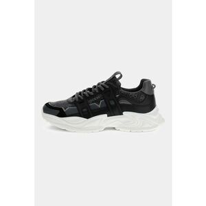 Pantofi sport cu garnituri din piele si model - Negru imagine