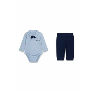 Set de body din amestec de bumbac si pantaloni de trening - 2 piese - Albastru imagine