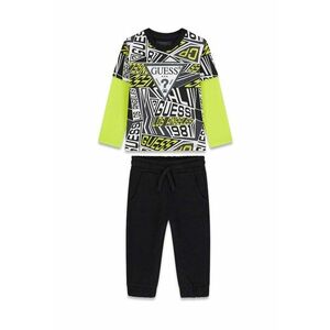 Set de bluza cu imprimeu si pantaloni de trening - 2 piese - Negru/Verde lime imagine
