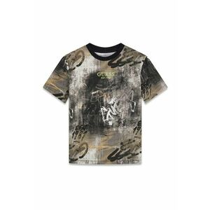 Tricou cu logo si model graffitti - Negru/Maro taupe imagine
