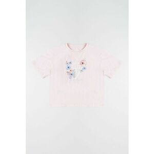 Tricou din amestec de bumbac cu imprimeu - Alb/Roz pal/Albastru imagine