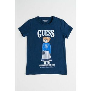 Tricou din amestec de bumbac cu logo si imprimeu grafic - Alb/Maro/Albastru imagine