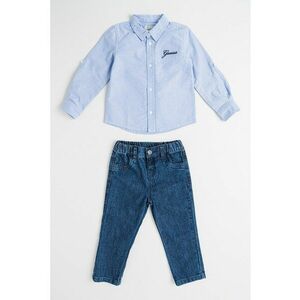 Set de camasa din bumbac si blugi - 2 piese - Albastru imagine