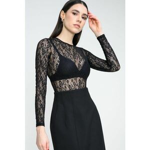 Body semitransparent cu maneci lungi - Negru imagine