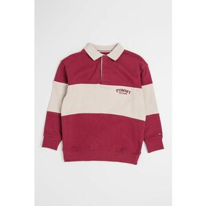 Bluza polo de bumbac cu aspect texturat - Visiniu/Maro taupe deschis imagine