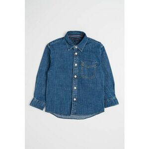 Camasa relaxed fit de denim cu buzunar pe piept - Albastru inchis imagine