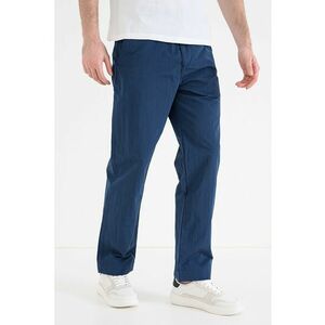 Pantaloni drepti cu o curea in talie - Albastru inchis imagine