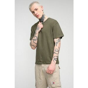 Tricou relaxed fit din bumbac - Verde inchis imagine