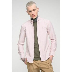 Camasa slim fit cu model in dungi - Alb/Roz imagine