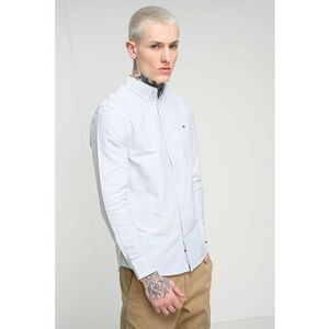 Camasa slim fit cu model in dungi - Alb/Bleumarin imagine