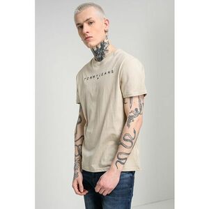 Tricou din bumbac cu logo brodat - Maro nisip imagine