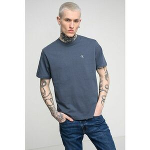 Tricou din bumbac cu decolteu la baza gatului - Albastru prafuit imagine
