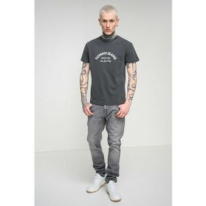 Tricou de bumbac cu decolteu la baza gatului - Negru stins imagine